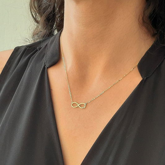 14k solid gold infinity necklace, Solid gold chain