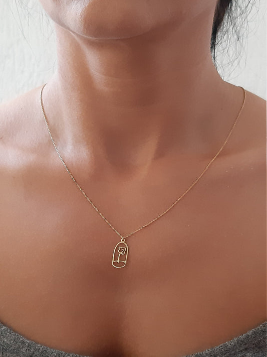 14K Solid gold Rose flower necklace,  unique gift for her
