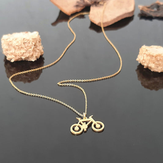14k Gold Bicycle Necklace , Bicycle pendant, dainty chain, Everyday necklace