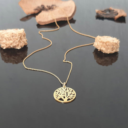 14k solid gold Tree of Life Necklace,  dainty tree of life Jewelry