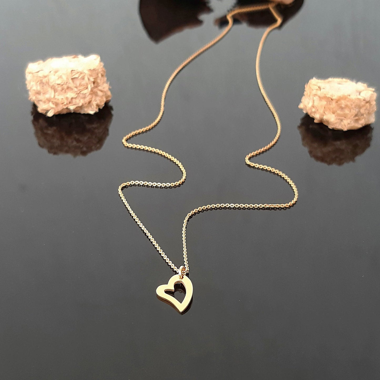 14k gold Heart Necklace, Heart Necklace, Gold Layering Necklace