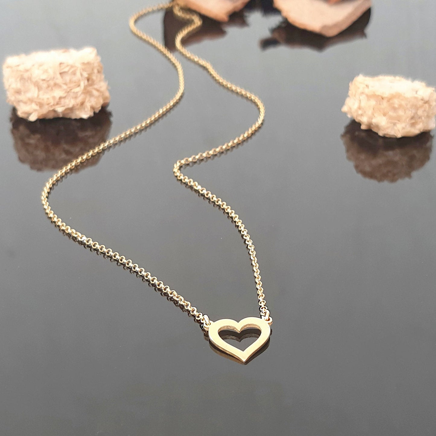 14k gold Heart Necklace, Heart Necklace, Gold Layering Necklace, Love Necklace