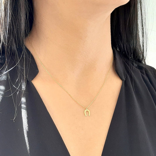 14k Solid Gold horseshoe necklace Pendant